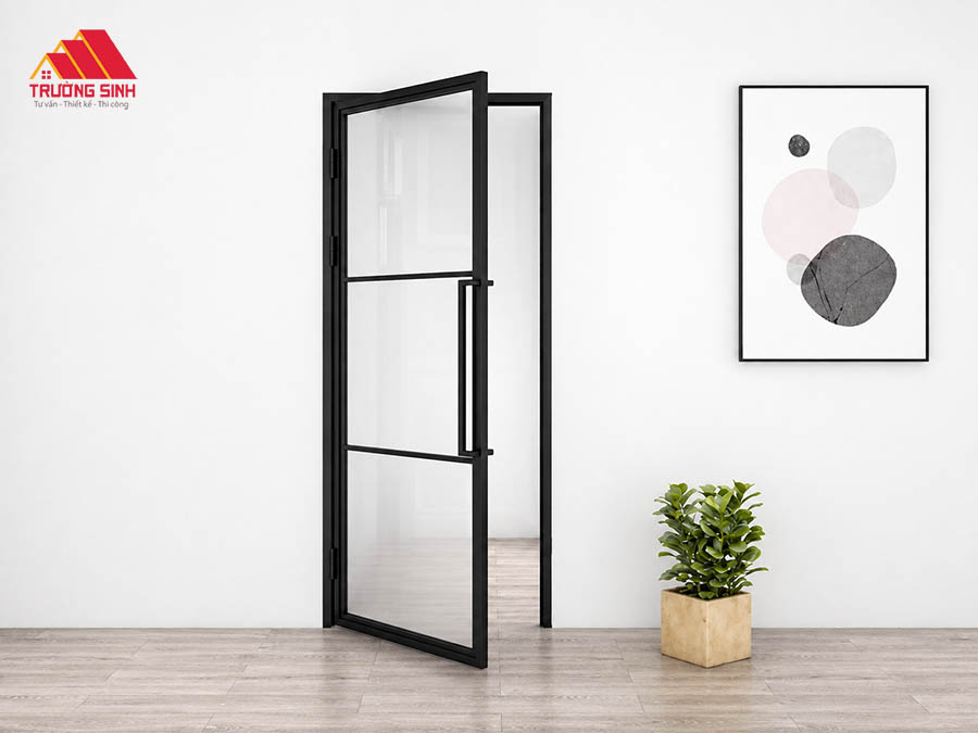 Cửa nhôm kính 1 cánh chia ô ngang